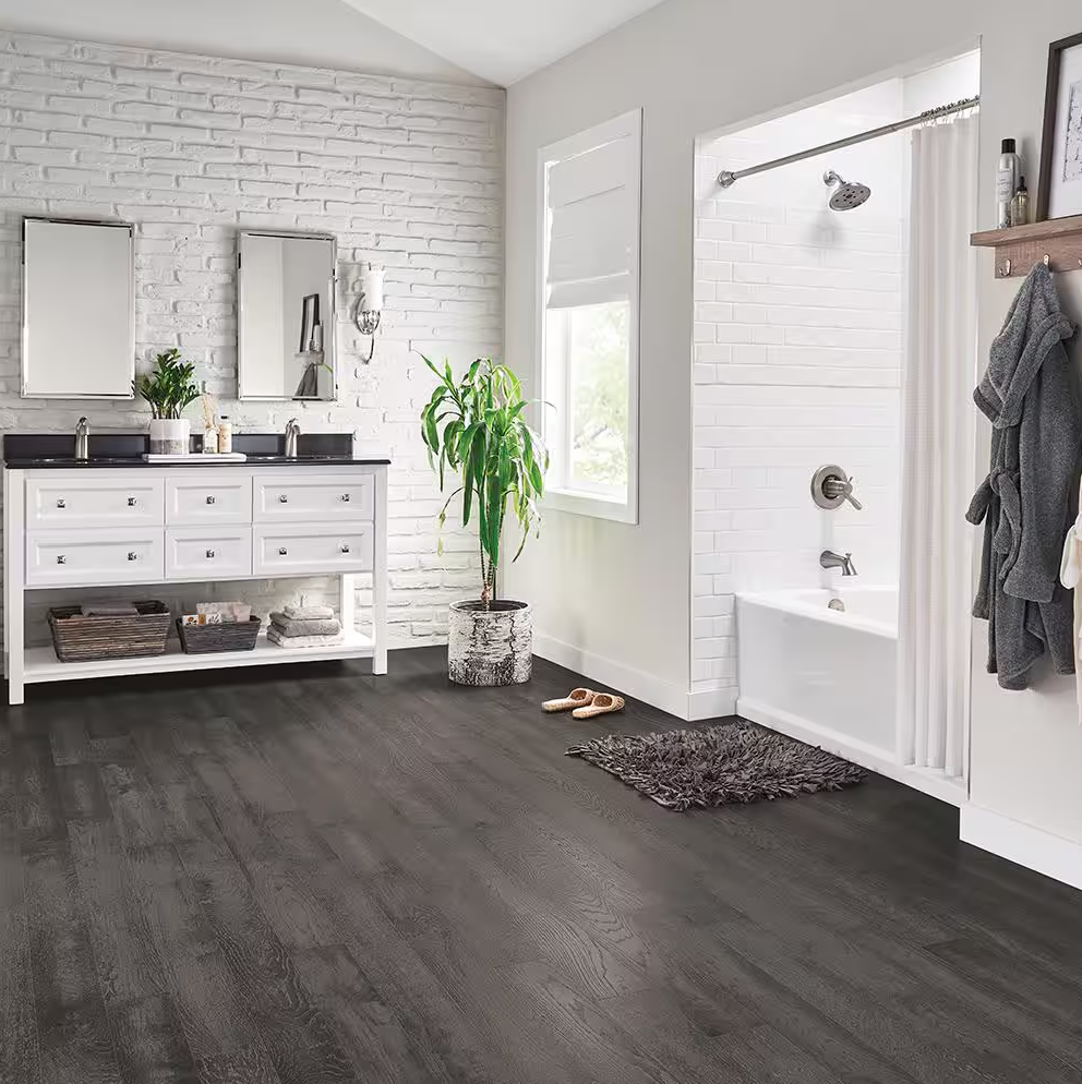 Medium Gray Oak Waterproof Click Lock Engineered Hardwood Flooring – 7/16 in. Thick x 5 in. Wide, (1 sq. ft)