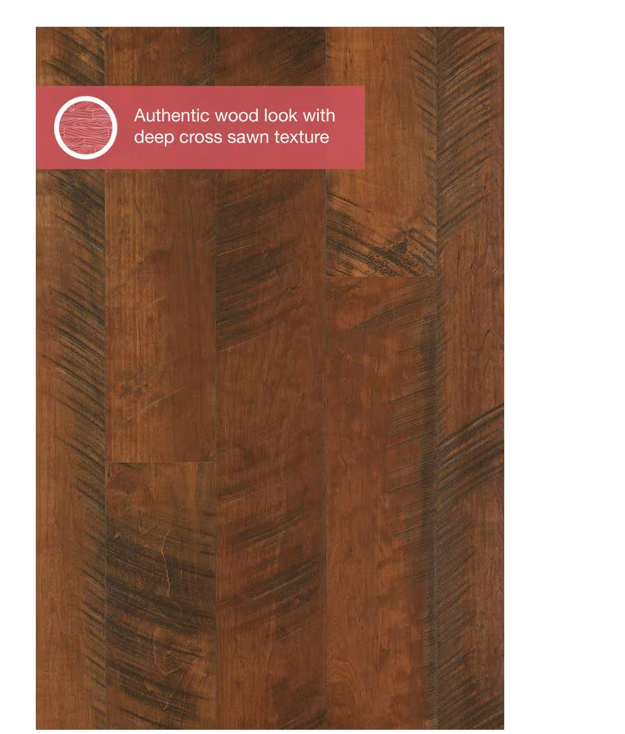 Antique Cherry Laminate Wood Flooring – 12mm Waterproof Planks, 6.1" Wide, Classic Hardwood Look, 1 sq.ft