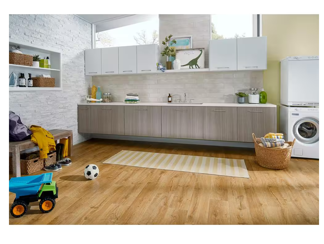Marigold Oak Laminate Wood Flooring – 12mm Waterproof Planks, 7.4" Wide, Natural Wood Look, 1 sq.ft