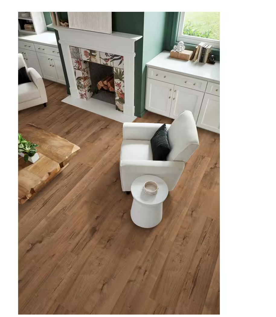 Barrel Weathered Maple Laminate Flooring – 12mm Waterproof Wood Planks, 7.4" Wide, Luxury SPC Hybrid Look,1 sq.ft