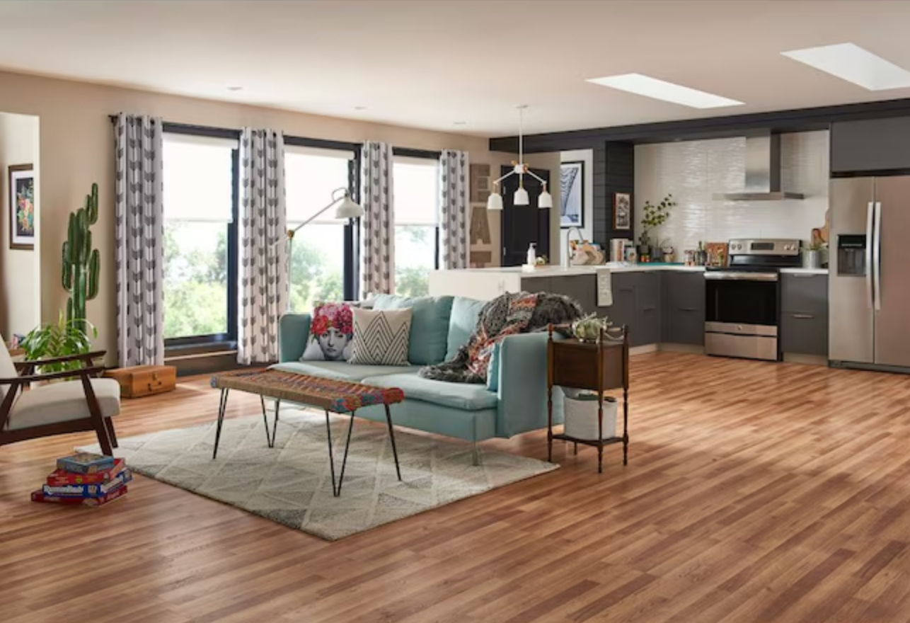 Glenwood Oak Laminate Wood Plank Flooring – Waterproof, 12mm Thick, 7" x 48", 19.63 sq.ft (1 sq.ft)