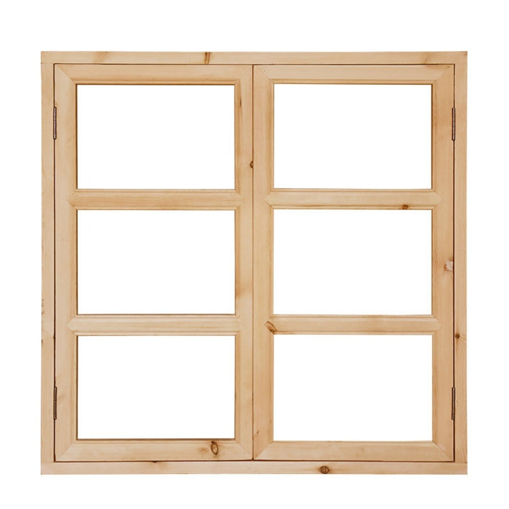 Solid Wood Double Casement Window – 8x4cm Frame | All-Hardwood Construction & Classic Style