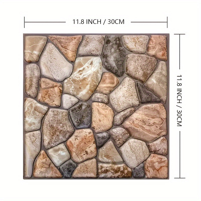 10pcs 3D Decorative Faux Stone Peel and Stick Wall Stickers – Thickened, Waterproof & Heat Resistant Self-Adhesive Panels for Kitchen, Bathroom & Living Room