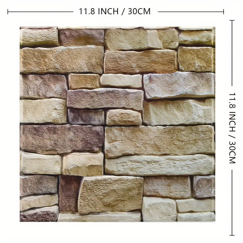 10pcs 3D Stone Peel and Stick Wall Tiles – Faux Stone Wall Panels, Farmhouse Decor, Heat & Water Resistant DIY Wall Panels