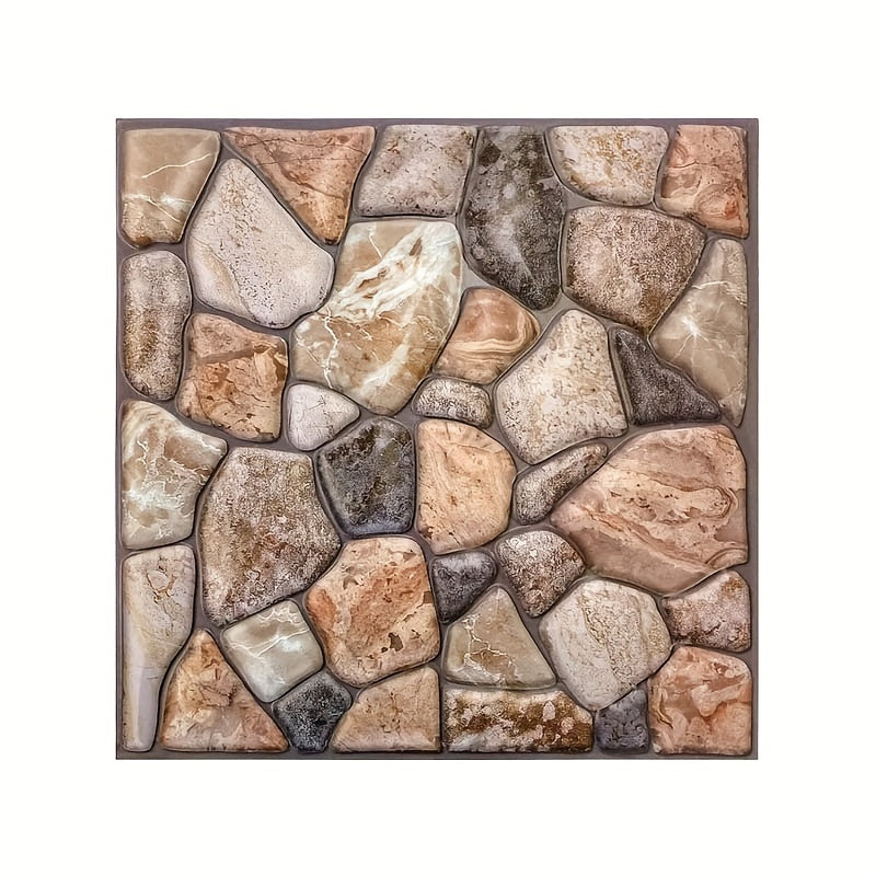 10pcs 3D Decorative Faux Stone Peel and Stick Wall Stickers – Thickened, Waterproof & Heat Resistant Self-Adhesive Panels for Kitchen, Bathroom & Living Room