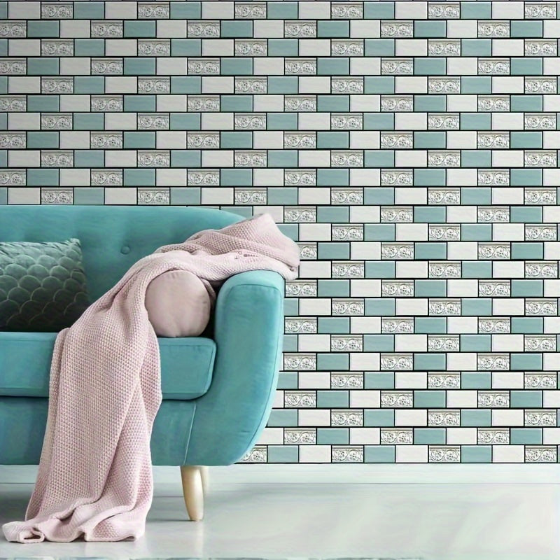 10PCS 3D Peel and Stick Mosaic Tiles – Eco-Friendly PVC, Waterproof & Easy-to-Clean Wall Stickers for Kitchen & Bathroom
