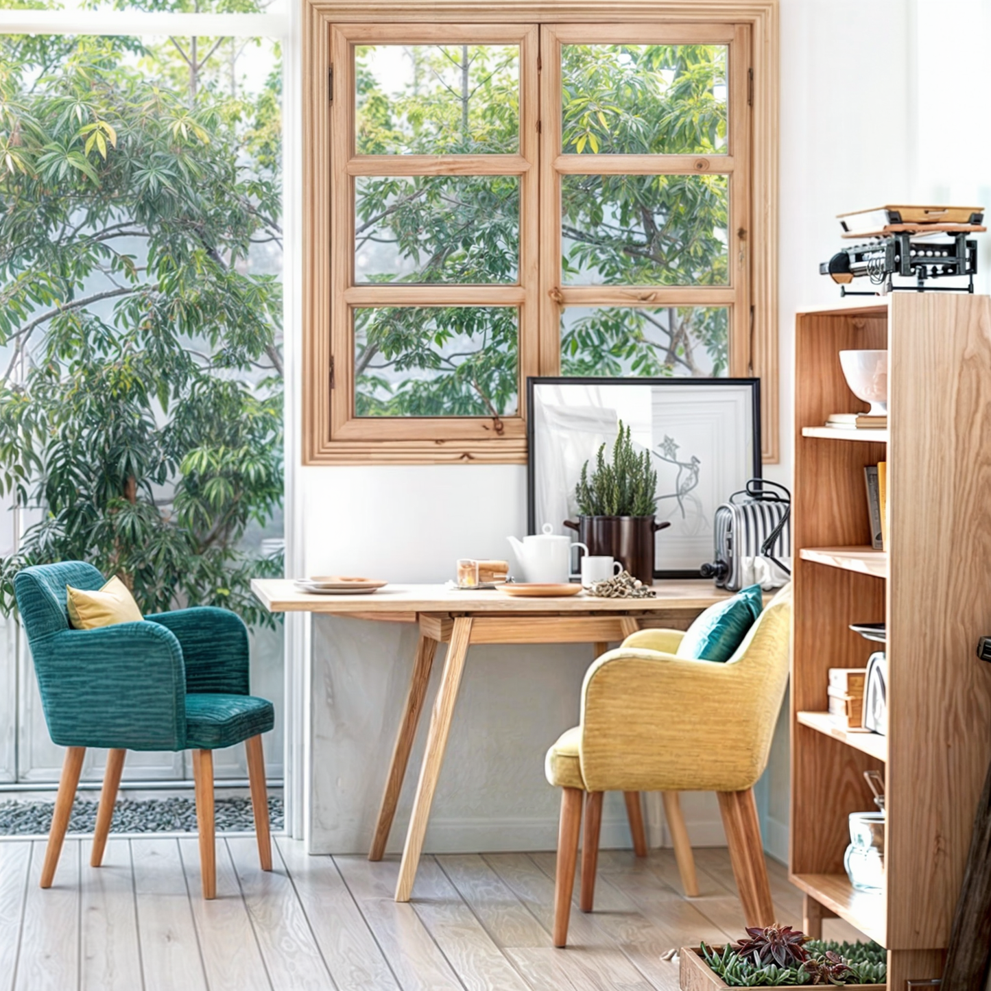 Solid Wood Double Casement Window – 8x4cm Frame | All-Hardwood Construction & Classic Style