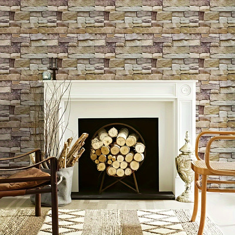 10pcs 3D Stone Peel and Stick Wall Tiles – Faux Stone Wall Panels, Farmhouse Decor, Heat & Water Resistant DIY Wall Panels