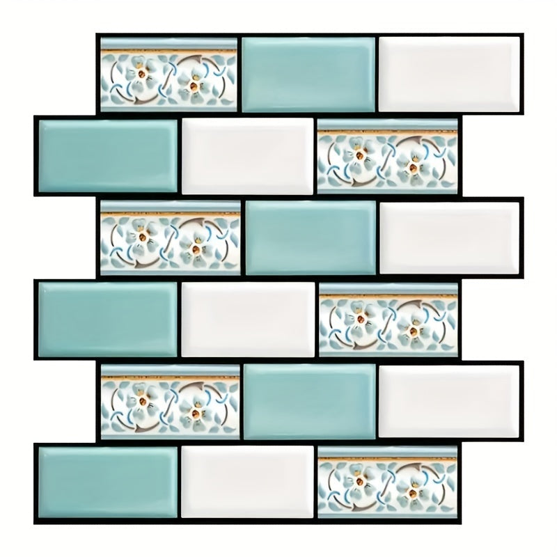 10PCS 3D Peel and Stick Mosaic Tiles – Eco-Friendly PVC, Waterproof & Easy-to-Clean Wall Stickers for Kitchen & Bathroom