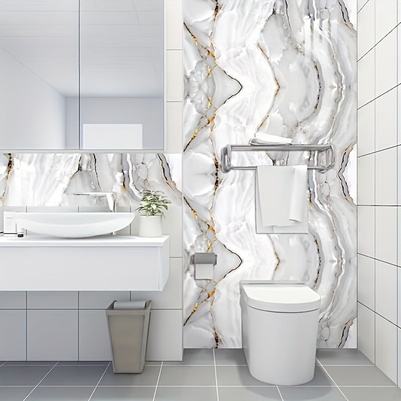 16pcs Marble Tile Stickers – Self-Adhesive, Waterproof DIY Wall Stickers for Kitchen, Cupboard & Bathroom
