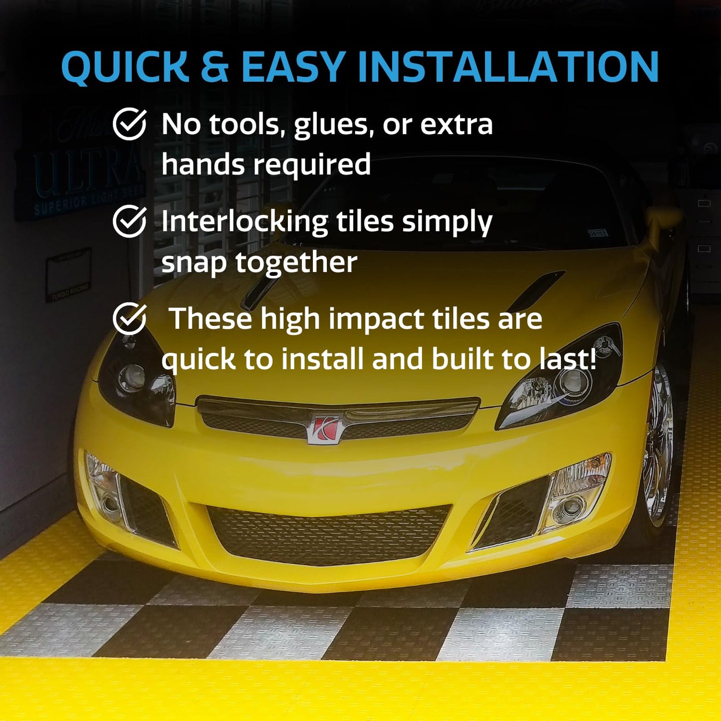 GarageTrac 12" x 12" Diamond Garage Floor Tiles – Interlocking, Non-Slip, Heavy-Duty Copolymer