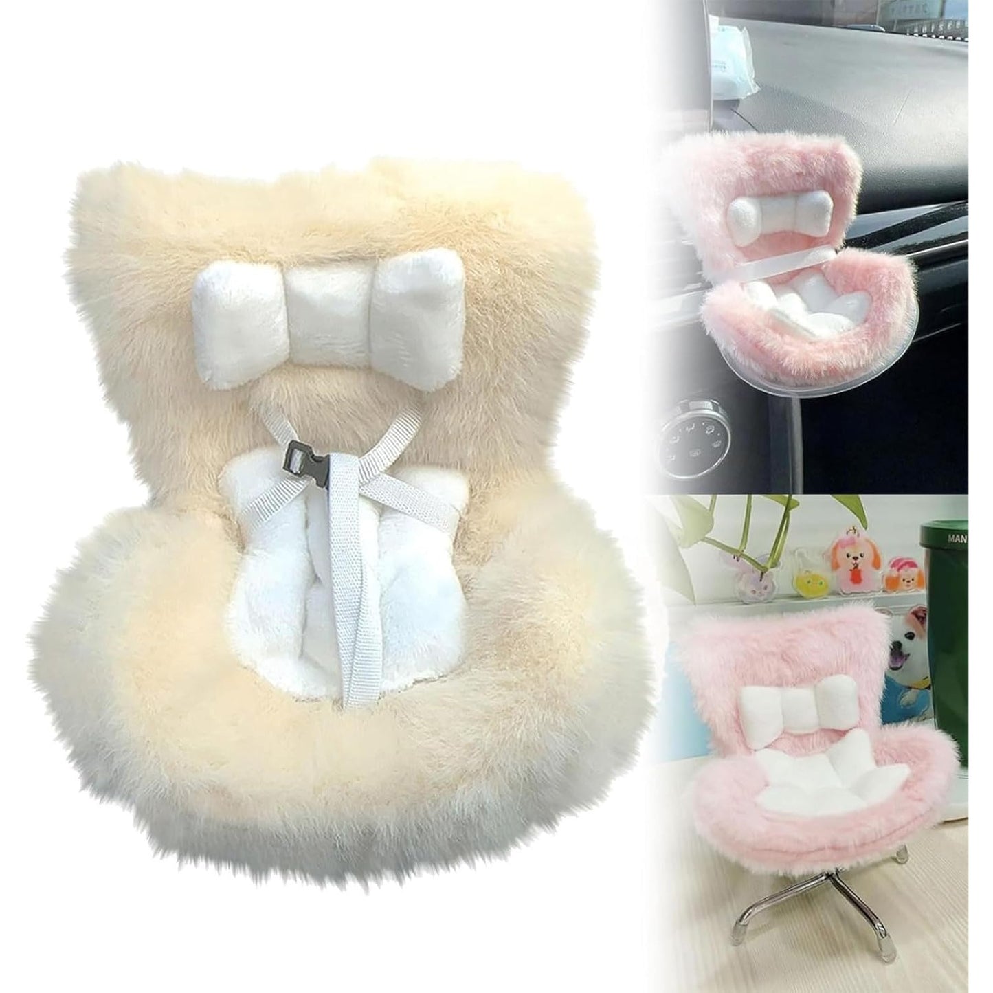 Car Seat Accessory for 10–17cm Labubu Dolls – Clip-on Air Vent Holder & Desktop Display Stand