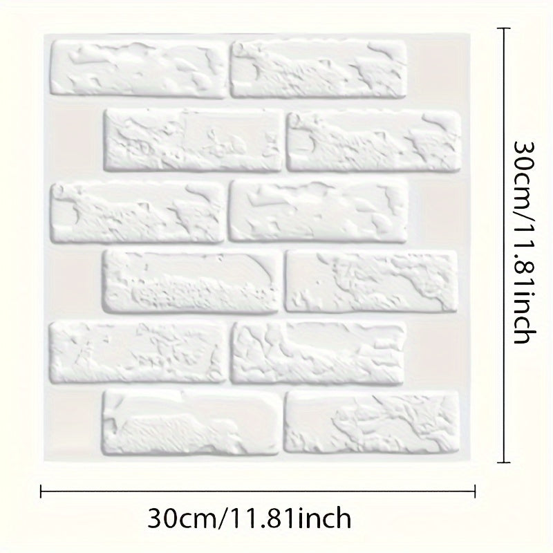 10pcs 3D White Brick Peel and Stick Wall Tiles – Vintage Look Vinyl Wallpaper for Kitchen, Living Room & Bathroom
