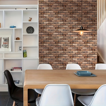 10PCS 3D Modern Farmhouse Faux Brick Wall Stickers – Thick Self-Adhesive Decorative Wall Panels for Easy DIY Home Upgrade
