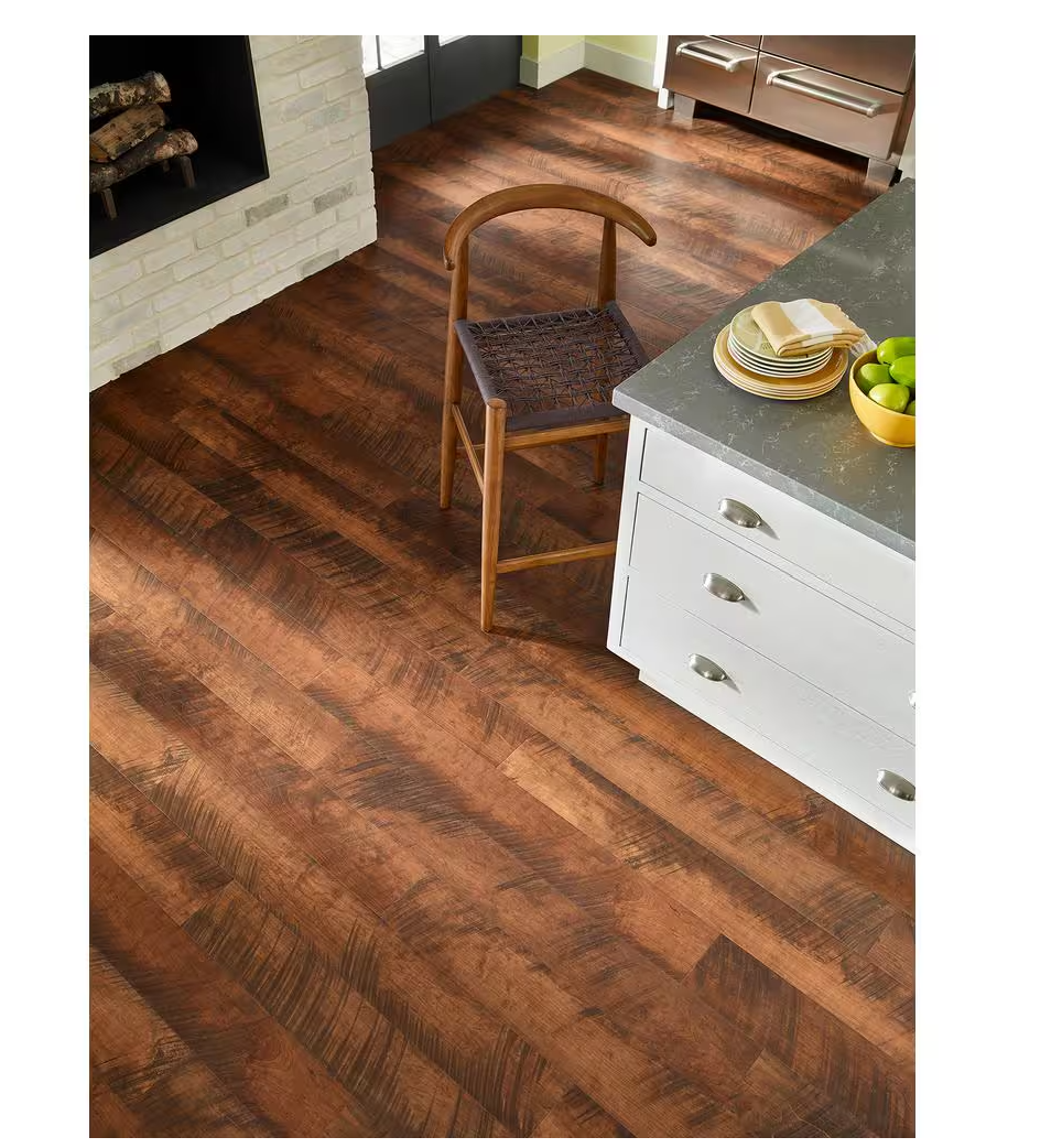 Antique Cherry Laminate Wood Flooring – 12mm Waterproof Planks, 6.1" Wide, Classic Hardwood Look, 1 sq.ft