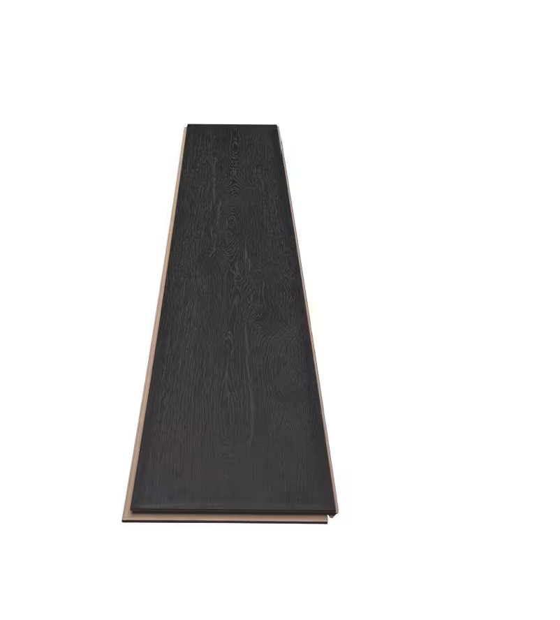 Pure Black Oak Waterproof Laminate Wood Flooring – 12mm Thick, 7.4" Wide Planks, 1 sq.ft
