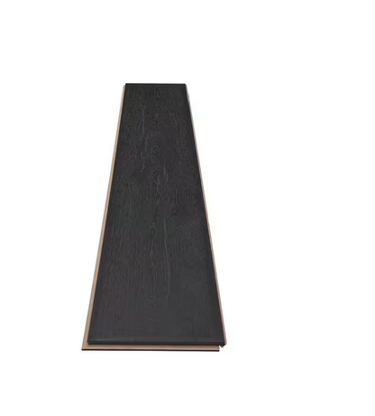 Pure Black Oak Waterproof Laminate Wood Flooring – 12mm Thick, 7.4" Wide Planks, 1 sq.ft