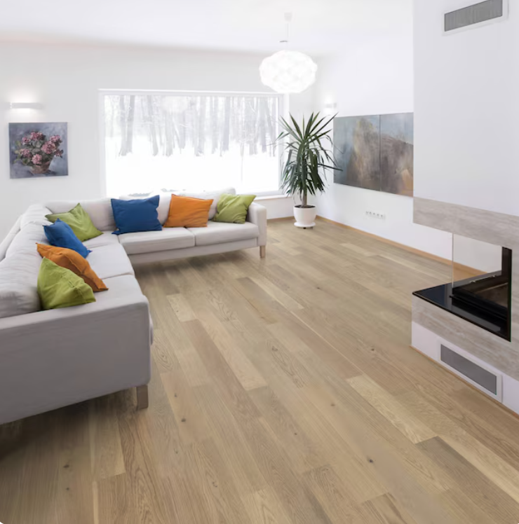 Wirebrushed White Oak Engineered Hardwood Flooring – 5" Wide x 1/2" Thick, Firenze Color, Random Length, 1 sq.ft