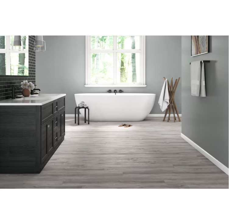 Style Selections Charleston Oak 12-mil x 7-in W x 48-in L Waterproof Luxury Vinyl Plank Flooring （1 sq.ft）