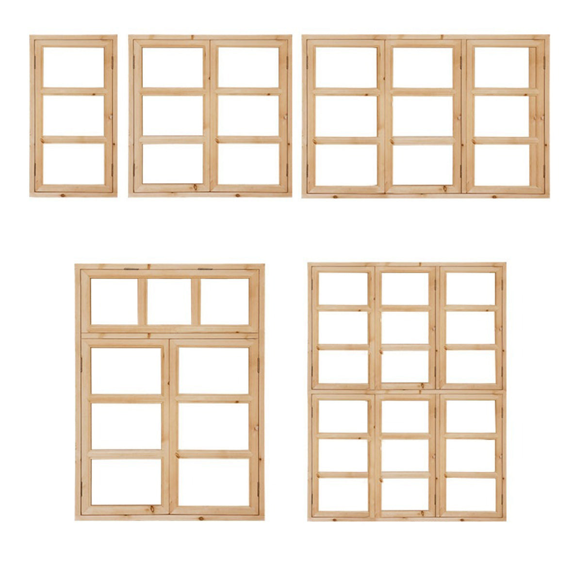 Solid Wood Double Casement Window – 8x4cm Frame | All-Hardwood Construction & Classic Style