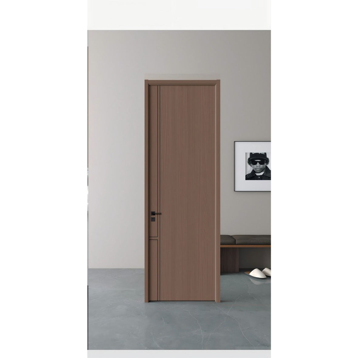 T-Shaped Wooden Bedroom Door – Durable Solid Wood Interior Door