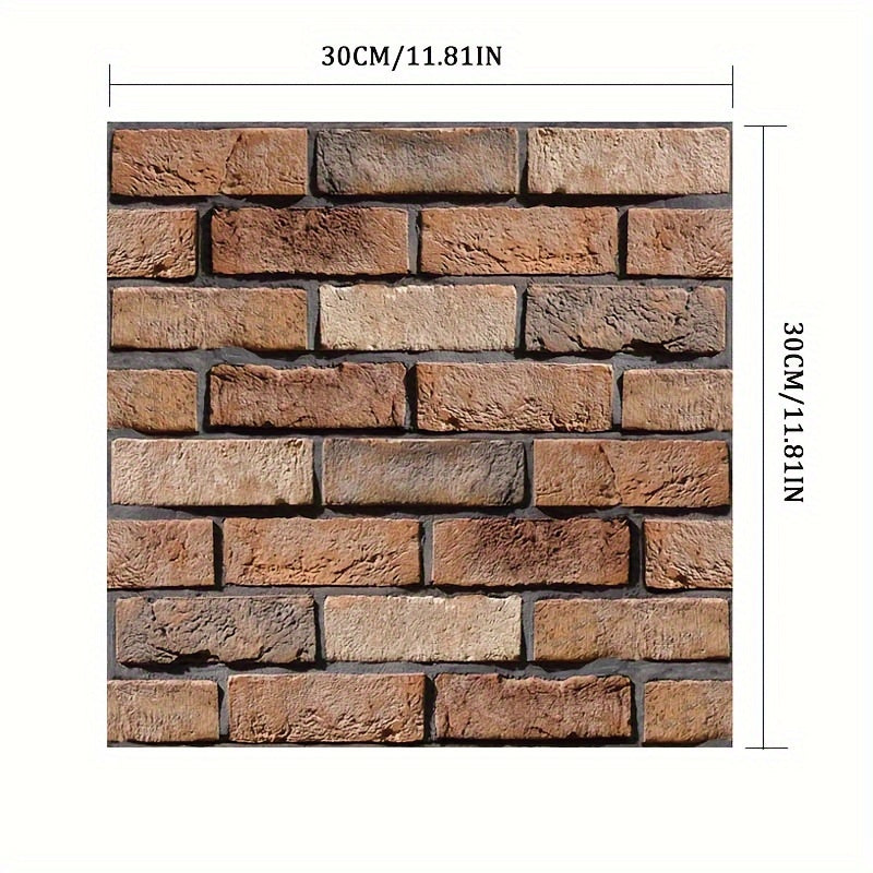 10PCS 3D Modern Farmhouse Faux Brick Wall Stickers – Thick Self-Adhesive Decorative Wall Panels for Easy DIY Home Upgrade