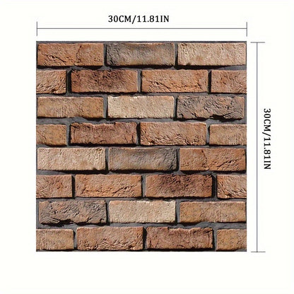 10PCS 3D Modern Farmhouse Faux Brick Wall Stickers – Thick Self-Adhesive Decorative Wall Panels for Easy DIY Home Upgrade