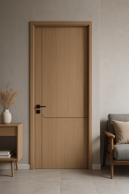 T-Shaped Wooden Bedroom Door – Durable Solid Wood Interior Door