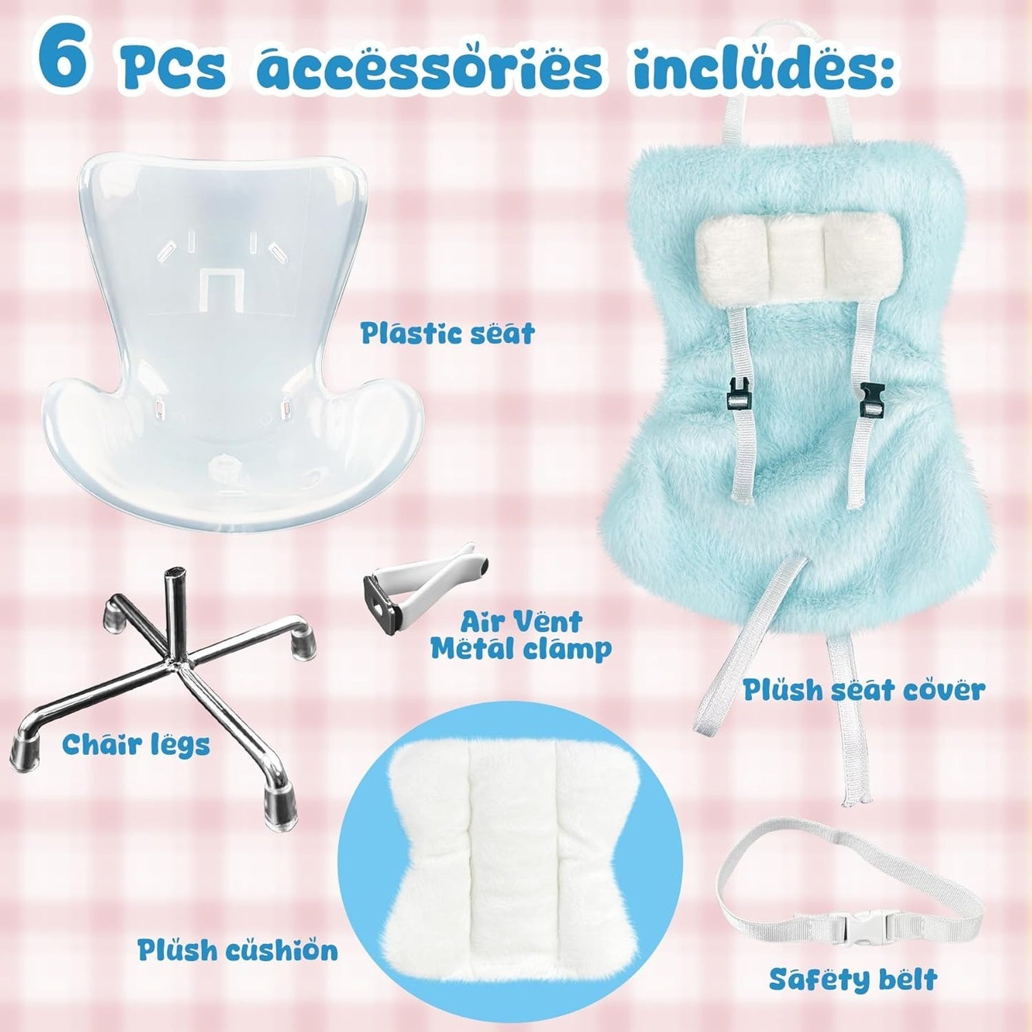 Car Seat Accessory for 10–17cm Labubu Dolls – Clip-on Air Vent Holder & Desktop Display Stand
