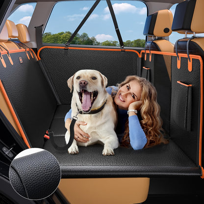 Dog Car Seat Extender – PU Leather Waterproof Hammock with Hard Bottom, 400 lbs Load, for SUVs & Cars