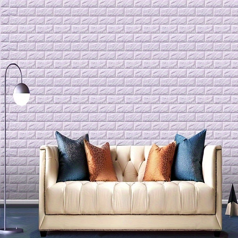 10pcs Purple 3D Foam Brick Wall Stickers – Waterproof, Self-Adhesive Ceiling & Wall Panels for Kitchen, Bathroom & Living Room