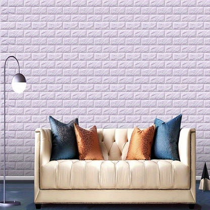 10pcs Purple 3D Foam Brick Wall Stickers – Waterproof, Self-Adhesive Ceiling & Wall Panels for Kitchen, Bathroom & Living Room