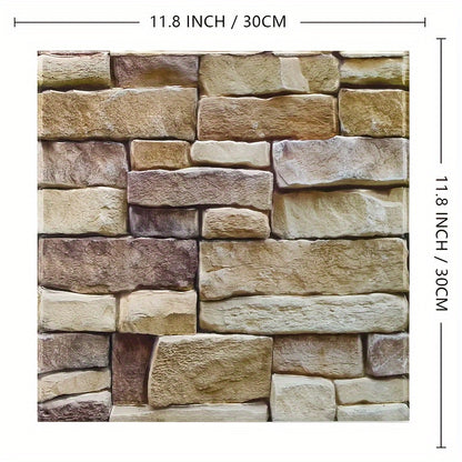 10pcs 3D Stone Peel and Stick Wall Tiles – Faux Stone Wall Panels, Farmhouse Decor, Heat & Water Resistant DIY Wall Panels