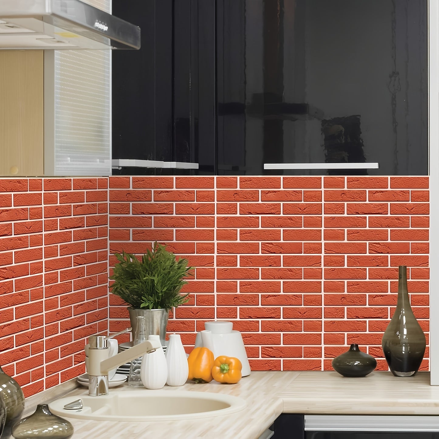 10pcs 3D Faux Stone Peel and Stick Wall Panels – Waterproof DIY Brick Stickers for Living Room, Kitchen & Bathroom Decor