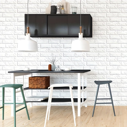 10pcs 3D White Brick Peel and Stick Wall Tiles – Vintage Look Vinyl Wallpaper for Kitchen, Living Room & Bathroom