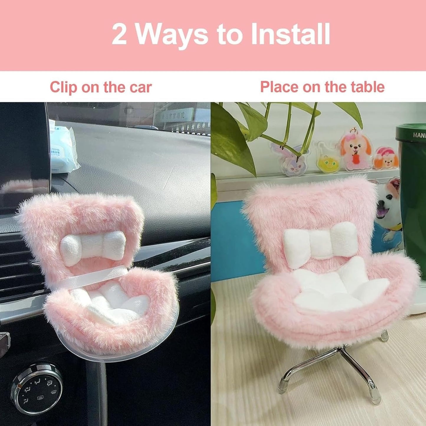 Car Seat Accessory for 10–17cm Labubu Dolls – Clip-on Air Vent Holder & Desktop Display Stand