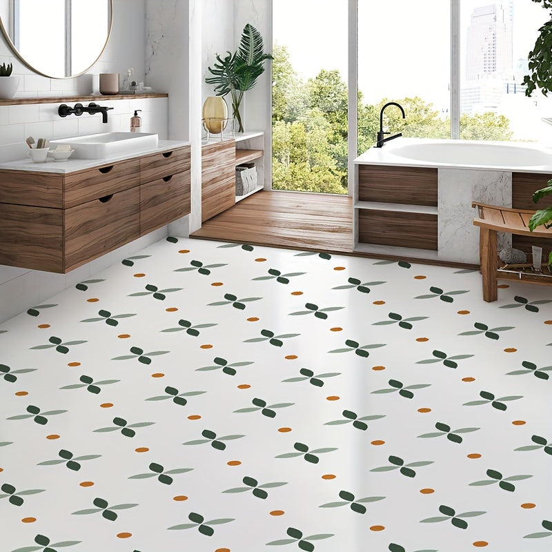 10pcs French Vintage Small Fresh Floor Tiles Detachable Stickers – DIY Flooring for Kitchens, Restaurants, Bedrooms & Bathrooms