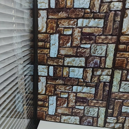 10pcs 3D Stone Peel And Stick Wall Tiles Stickers, Faux Stone Wall Panels, Self-Adhesive Brick Grain Wall Paste, For TV Background Wallpaper Decoration, Home Decor