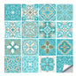 16pcs Blue Patterned Frosted Floor & Wall Stickers – Waterproof Self-Adhesive 3D Tiles for Bathroom & Kitchen DIY Decor