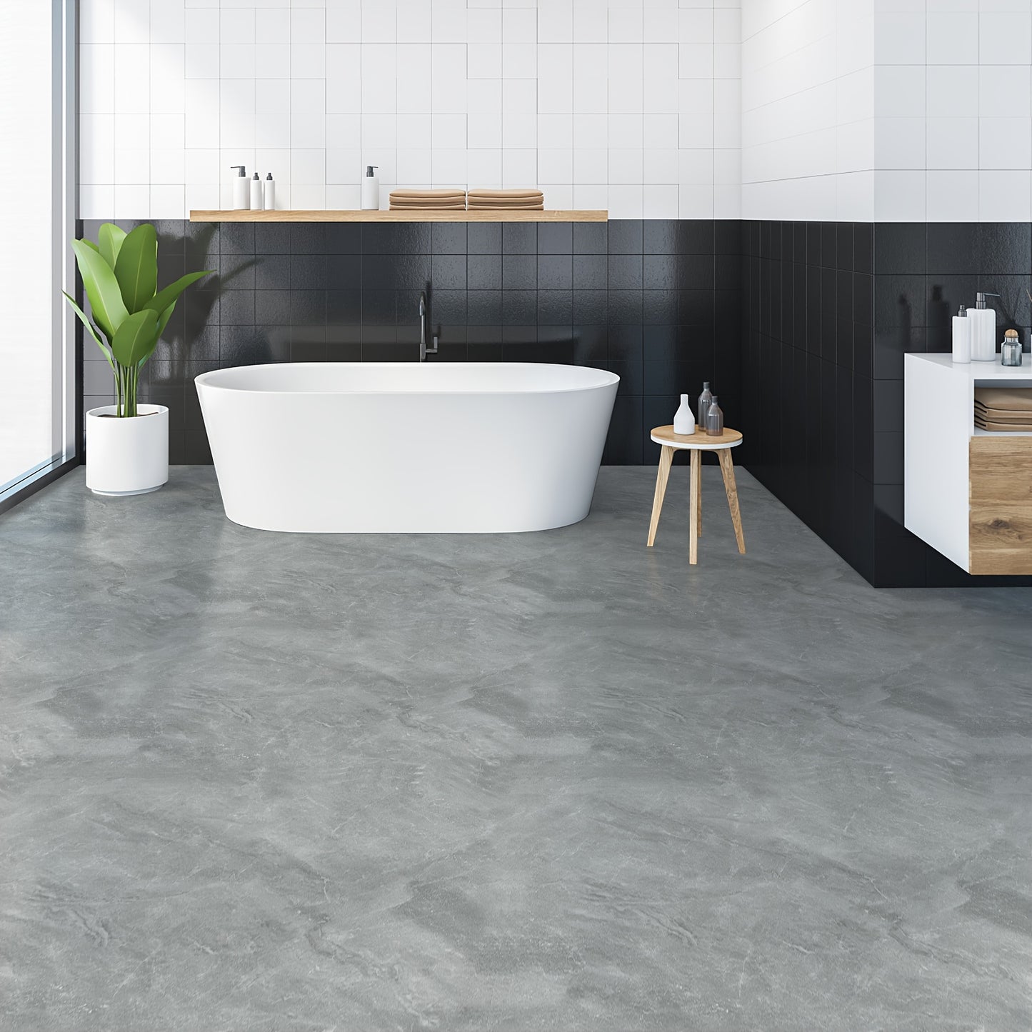 Stall Floor Sticker Waterproof, Oil resistant, Wear-resistant Self-adhesive PVC Interior decoration