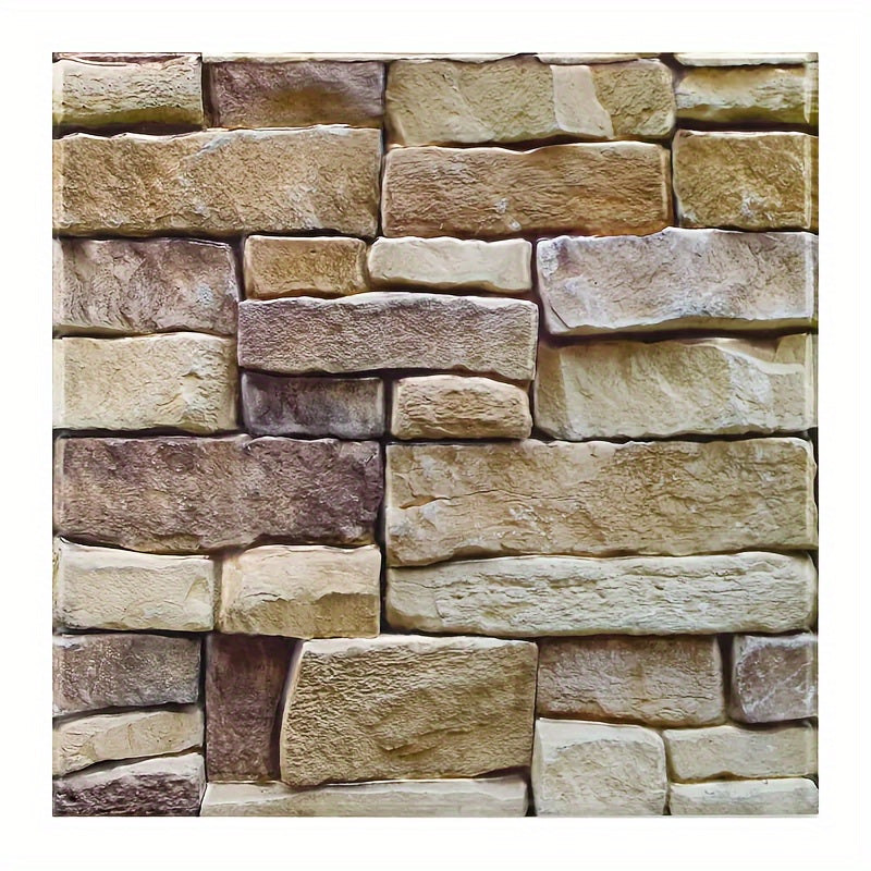 10pcs 3D Stone Peel and Stick Wall Tiles – Faux Stone Wall Panels, Farmhouse Decor, Heat & Water Resistant DIY Wall Panels