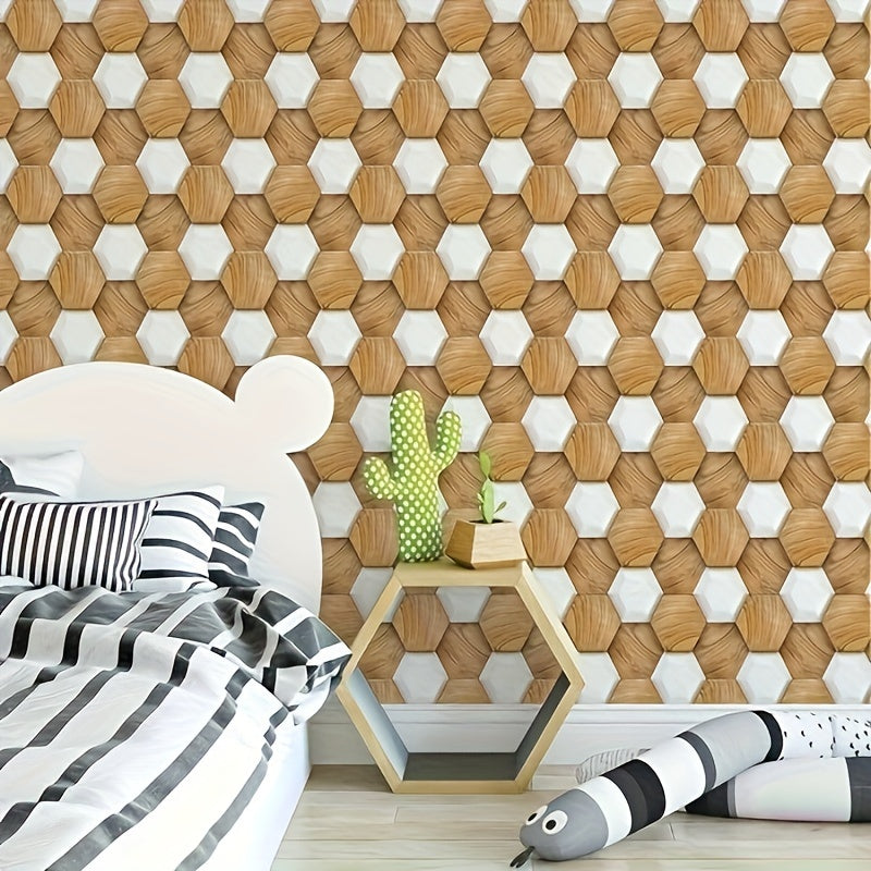 10pcs 3D Stone Peel and Stick Wall Tiles – Faux Brick Panels for TV Wall & Kitchen Decor