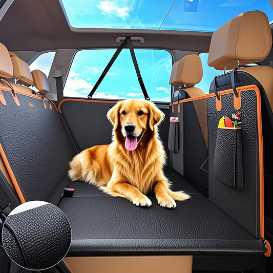Dog Car Seat Extender – PU Leather Waterproof Hammock with Hard Bottom, 400 lbs Load, for SUVs & Cars