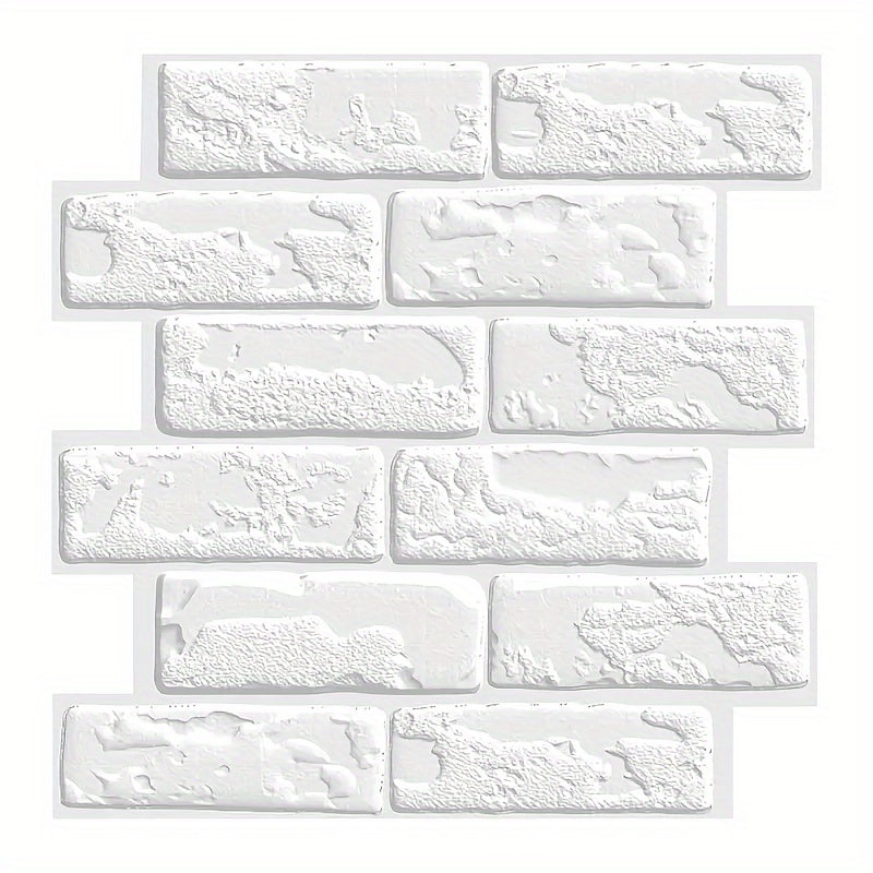 10pcs 3D White Brick Peel and Stick Wall Tiles – Vintage Look Vinyl Wallpaper for Kitchen, Living Room & Bathroom