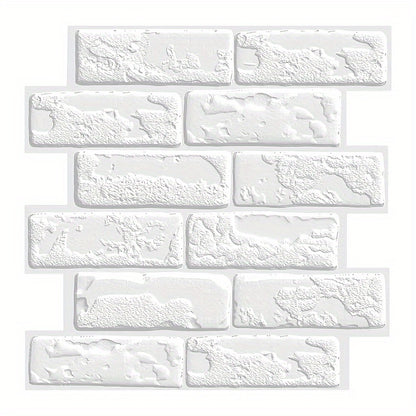 10pcs 3D White Brick Peel and Stick Wall Tiles – Vintage Look Vinyl Wallpaper for Kitchen, Living Room & Bathroom