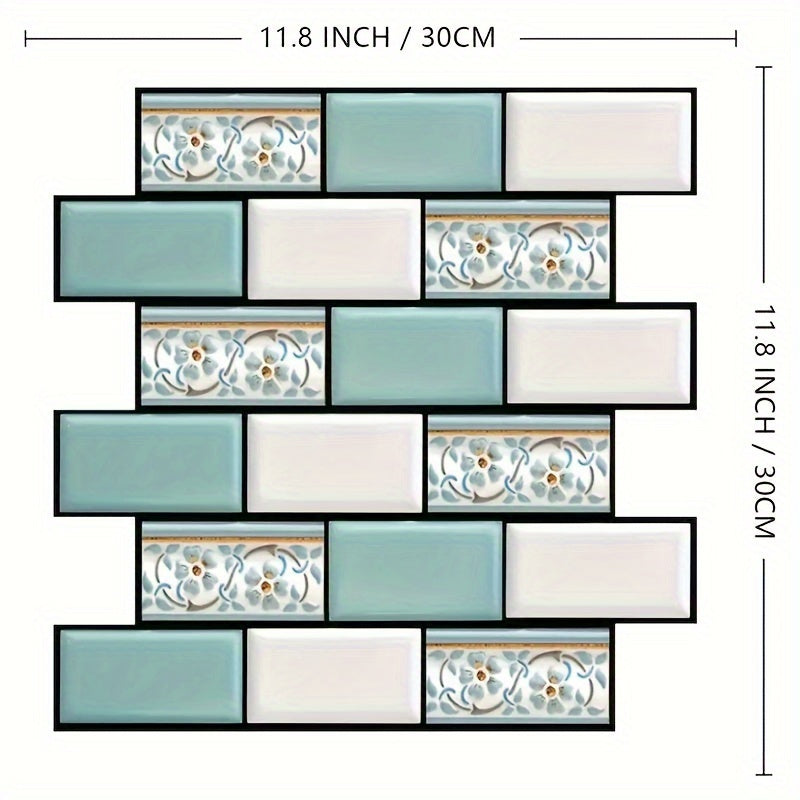 10PCS 3D Peel and Stick Mosaic Tiles – Eco-Friendly PVC, Waterproof & Easy-to-Clean Wall Stickers for Kitchen & Bathroom