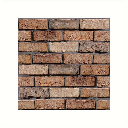 10PCS 3D Modern Farmhouse Faux Brick Wall Stickers – Thick Self-Adhesive Decorative Wall Panels for Easy DIY Home Upgrade
