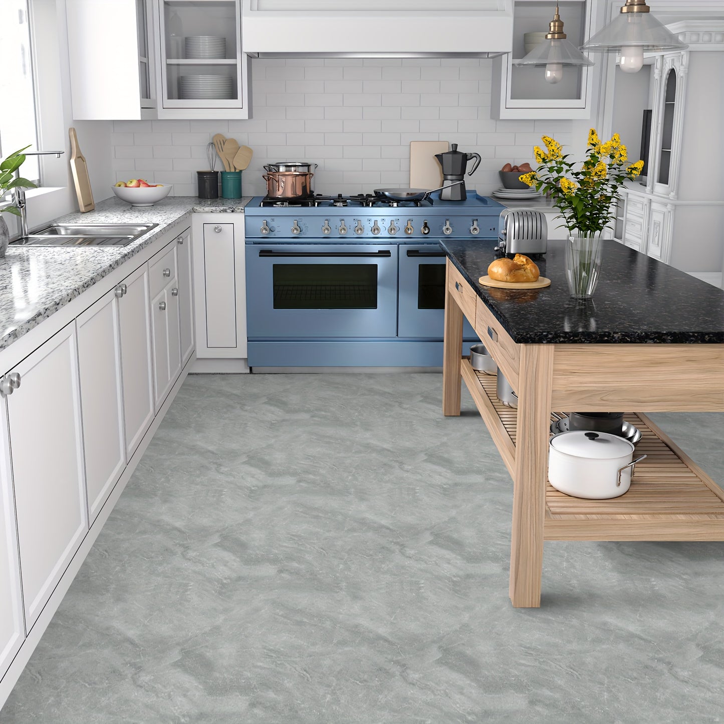 Stall Floor Sticker Waterproof, Oil resistant, Wear-resistant Self-adhesive PVC Interior decoration