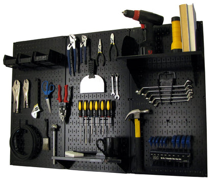 Wall Control 4 ft. Metal Pegboard Organizer Kit – Black Toolboard with Black Accessories for Efficient Tool Storage