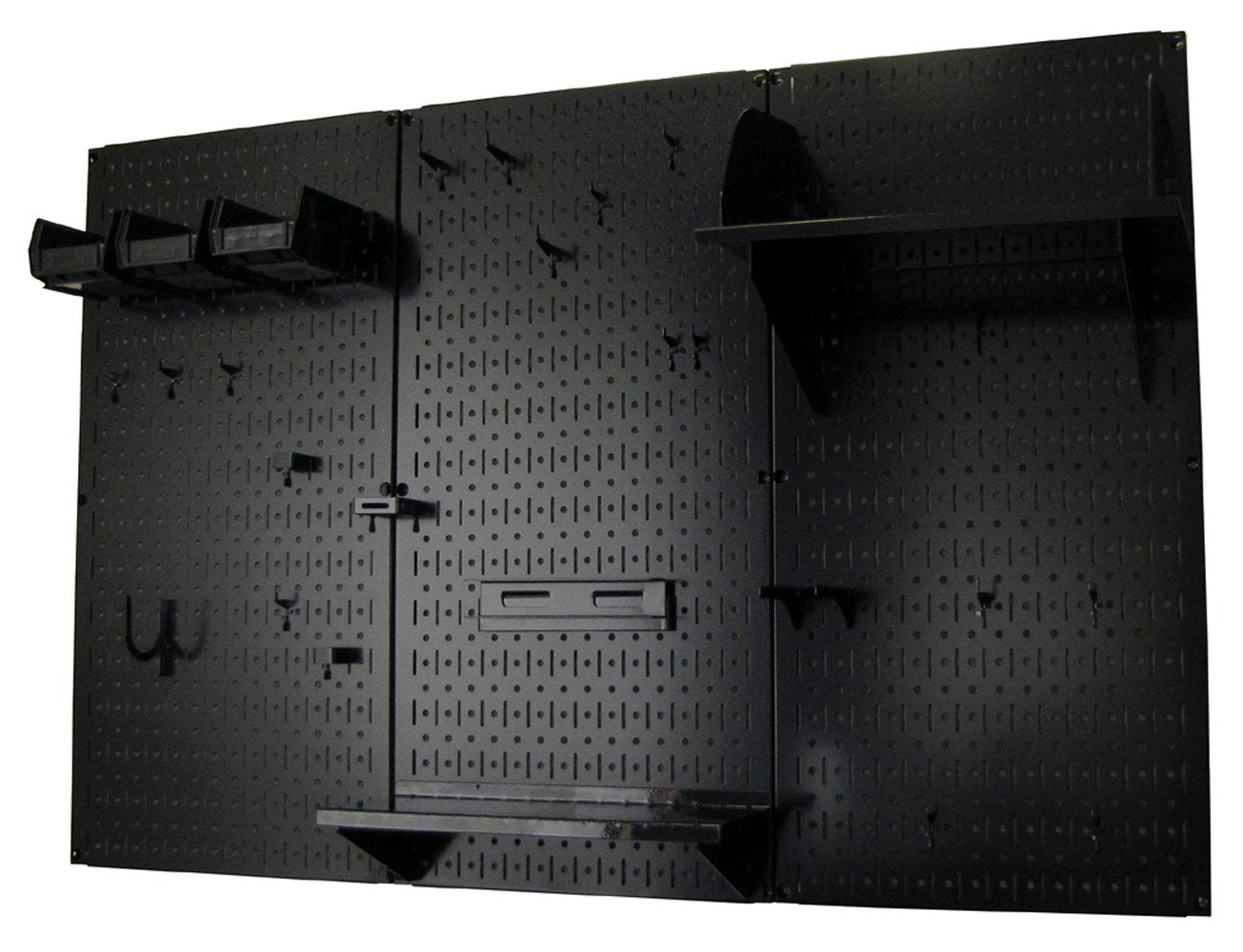 Wall Control 4 ft. Metal Pegboard Organizer Kit – Black Toolboard with Black Accessories for Efficient Tool Storage